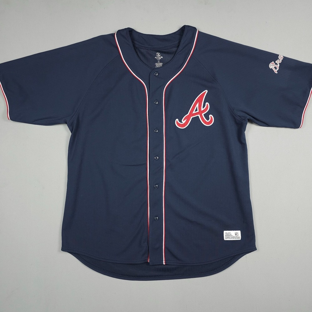 MLB Atlanta Braves Navy Blue Red Trim Baseball Jersey